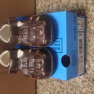 STRIDE RITE HARPER BROWN SANDAL: NIB: SZ 3.5XW